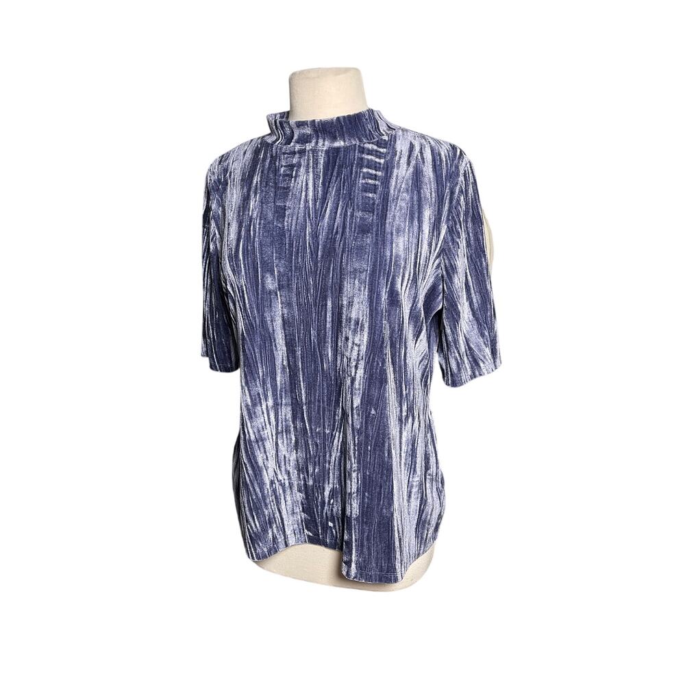 ANTHROPOLOGIE Pilcro Crushed Velveteen Short Sleeve Mock Neck Top - Picture 6 of 7